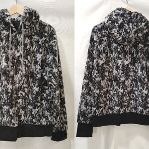 Athleta Glacier Black‎ Tugga Sherpa Jacquard Hoodie Sweatshirt White Fleece M